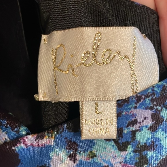 Rieley Women Mini Dress Large Blue Abstract Contemporary Preppy Coastal Cowgirl - Picture 7 of 12